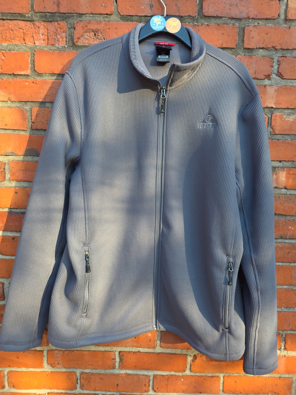 Gerry Men’s Gray Full Zip Waffle Fleece Jacket XL (C3)